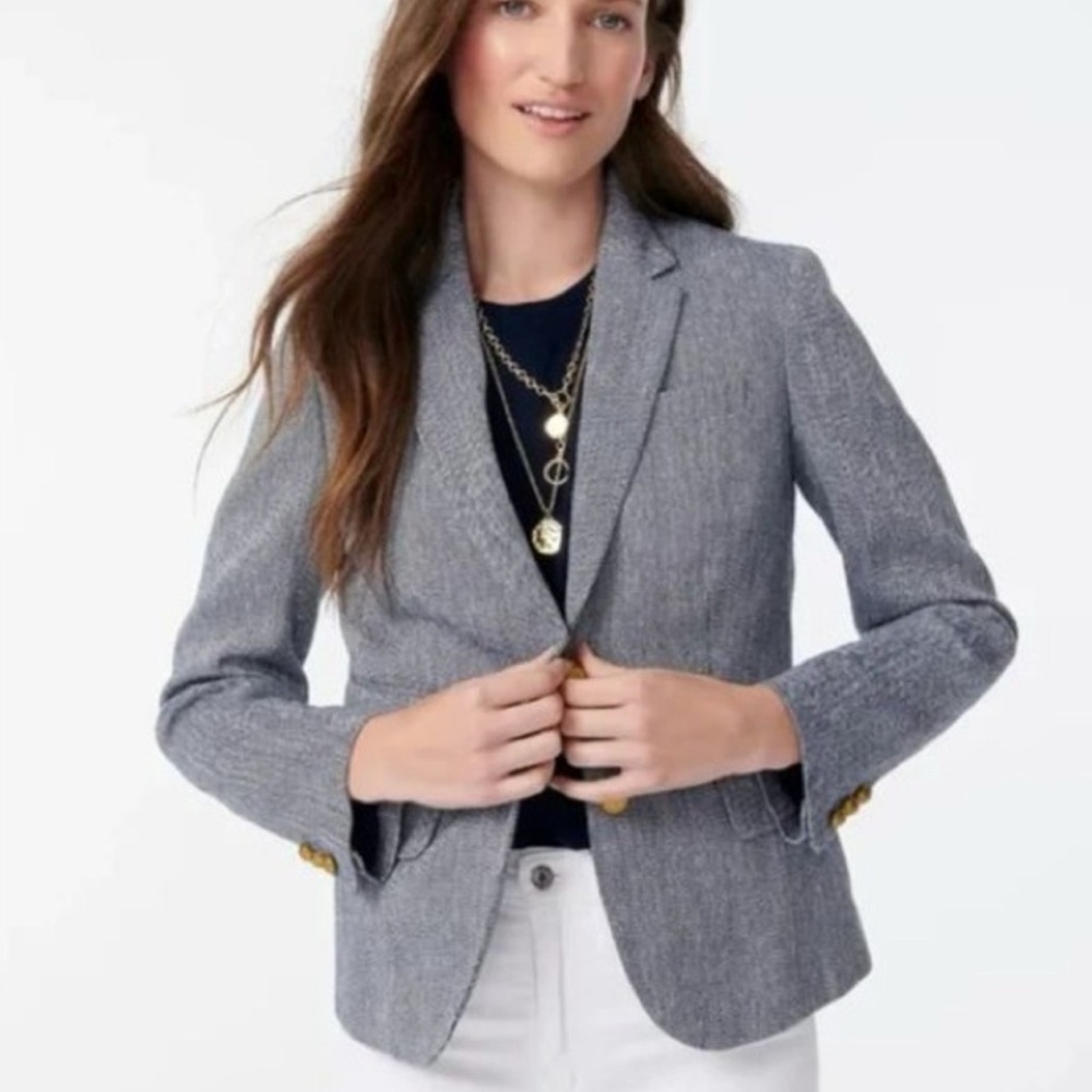 J. Crew Dalton Navy and White Blazer
